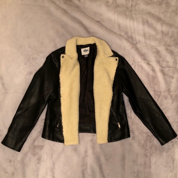 Old Navy Faux Leather Jacket w/ Sherpa Collar - Picture 5 of 7